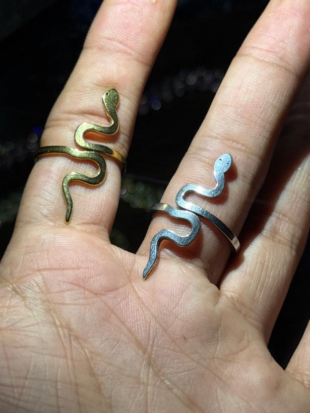 🐍✨ Snake Two Tone Ring | انگشتر مار دو رنگ گلد و سیلور