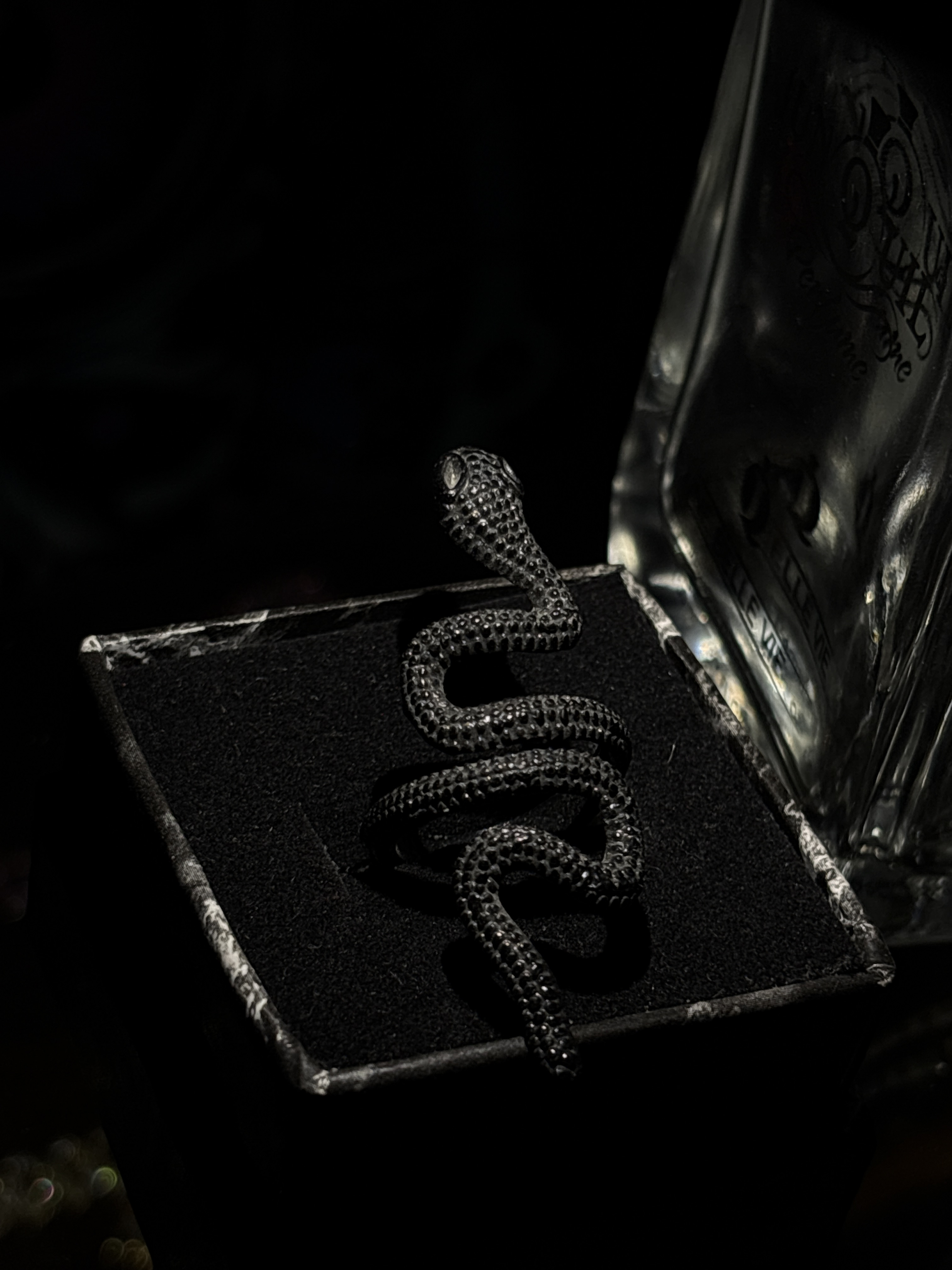 انگشتر مار مشکی برجسته | Black Snake Ring 🐍
