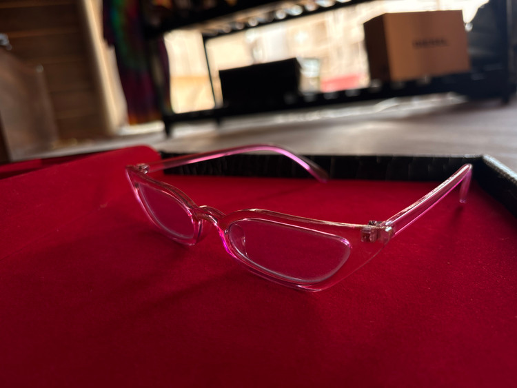 🩷 عینک گربهای فانتزی صورتی | Pink Cat Eye Glasses 🐱✨