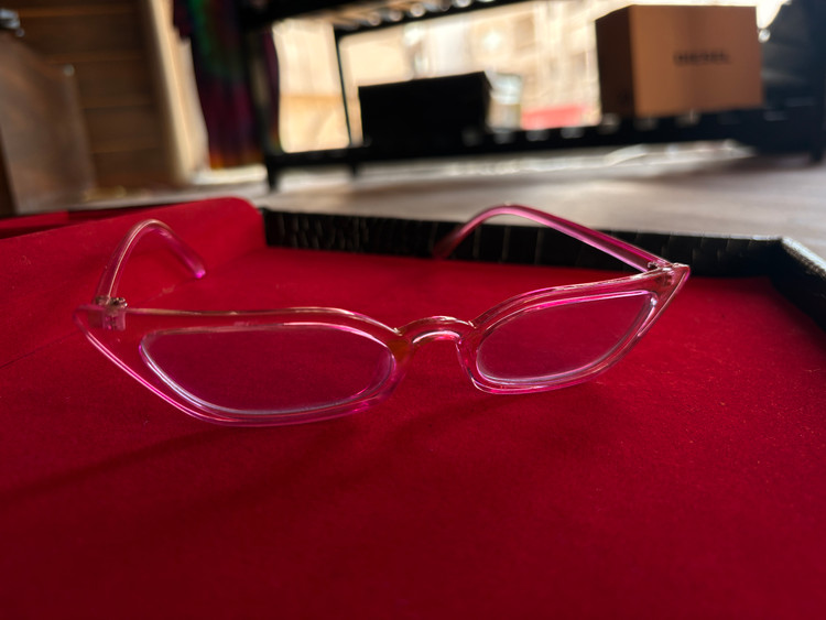 🩷 عینک گربهای فانتزی صورتی | Pink Cat Eye Glasses 🐱✨