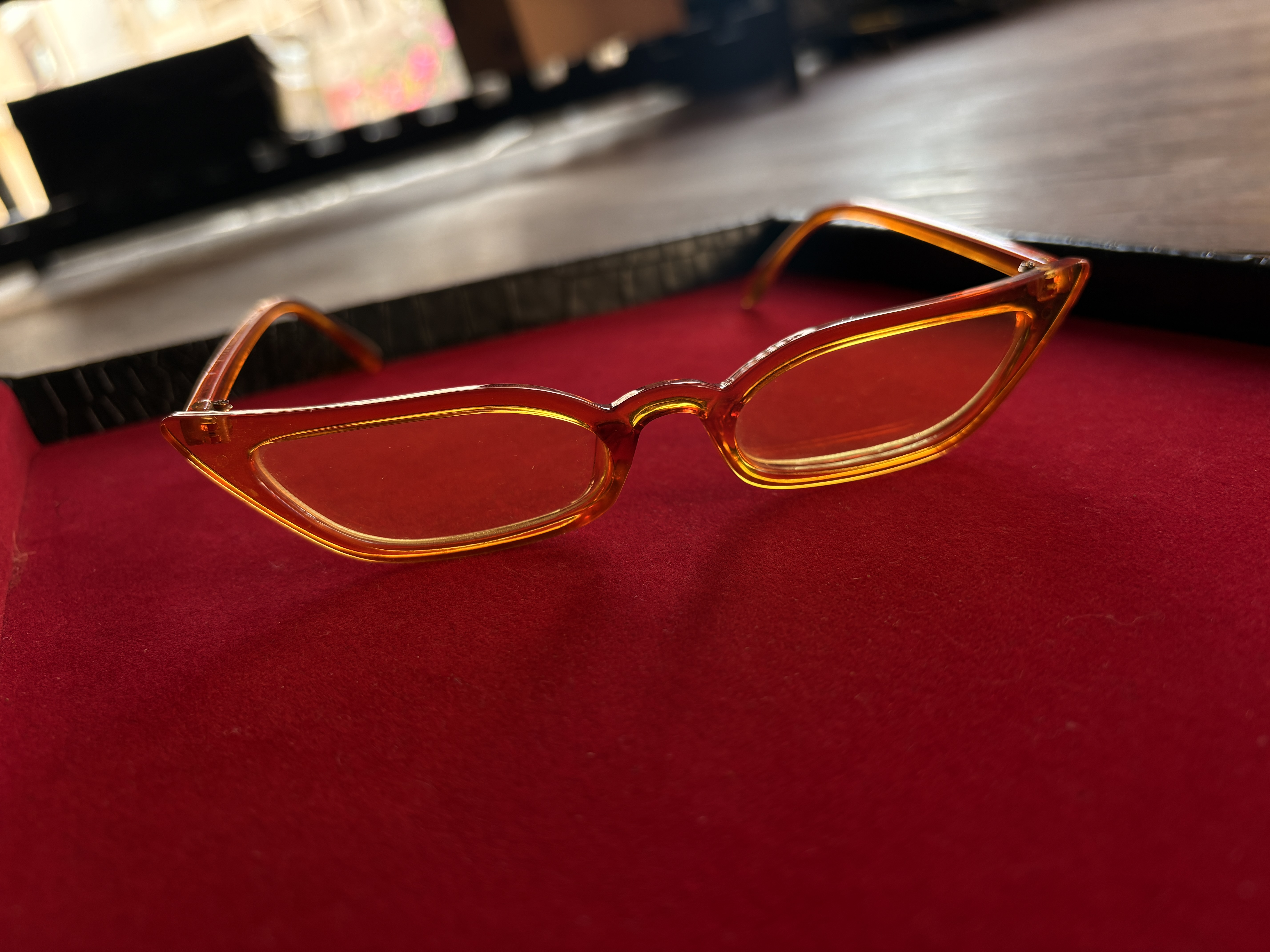 عینک گربه‌ای فانتزی نارنجی | Orange Cat Eye Glasses 🐱✨