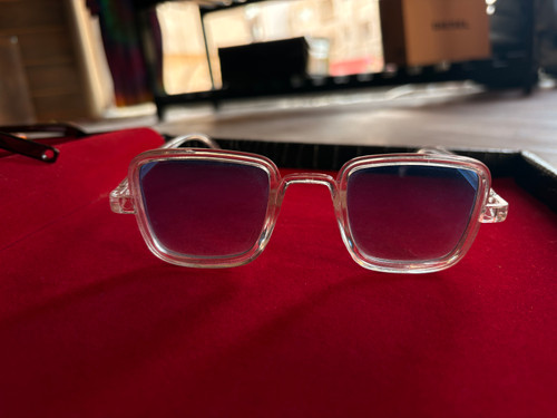عینک فریم شفاف شیشه آبی | Clear Frame Blue Lens Glasses ✨
