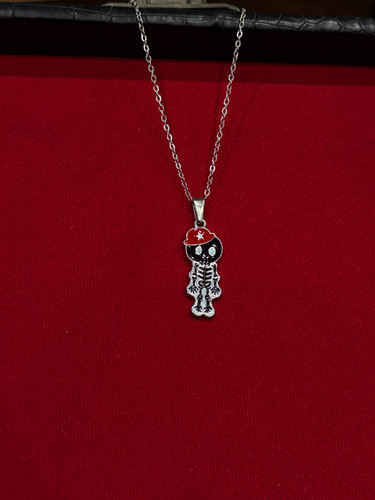 دوتا گردنبند پلاک اسکلتی آبی و قرمز | Blue & Red Skull Pendant Necklace Set 🔥